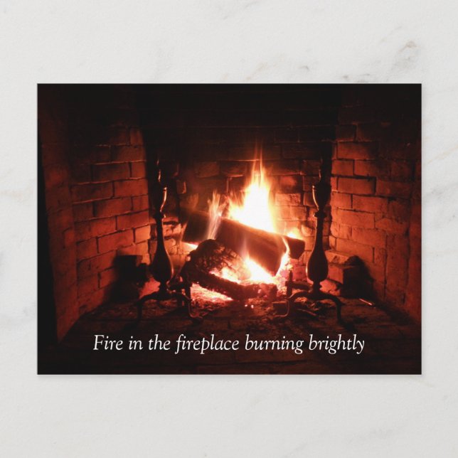 Fire in the Fireplace Postcard (Front)