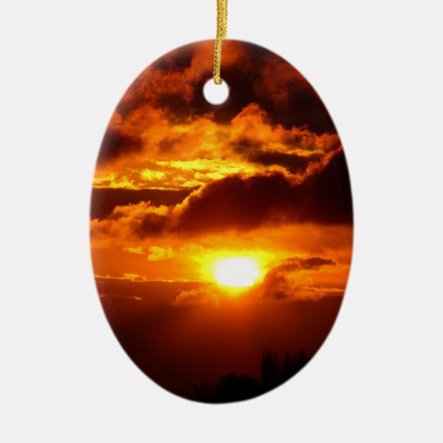 Fire in the Sky Ceramic Tree Decoration (Front)