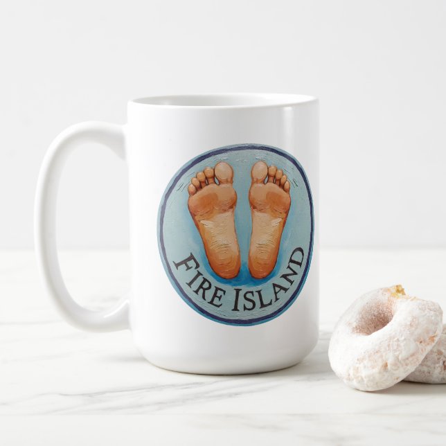 Fire Island barefoot & fancy free! Funny host gift Coffee Mug (With Donut)