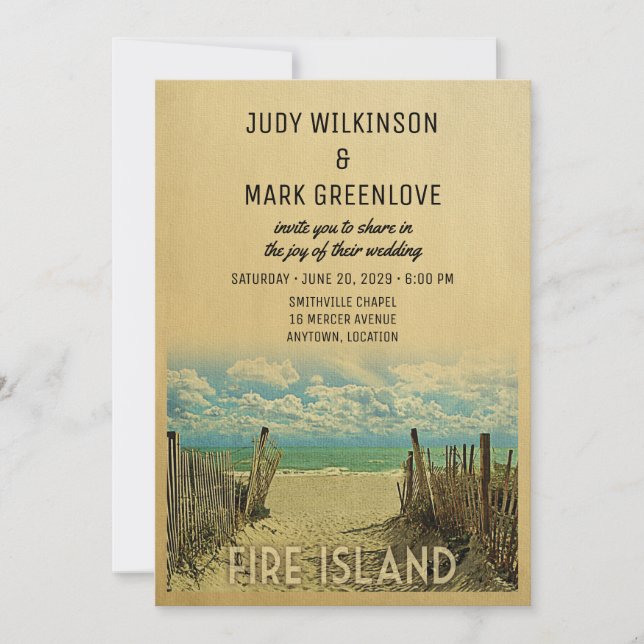 Fire Island Beach Vintage Wedding Invitation (Front)