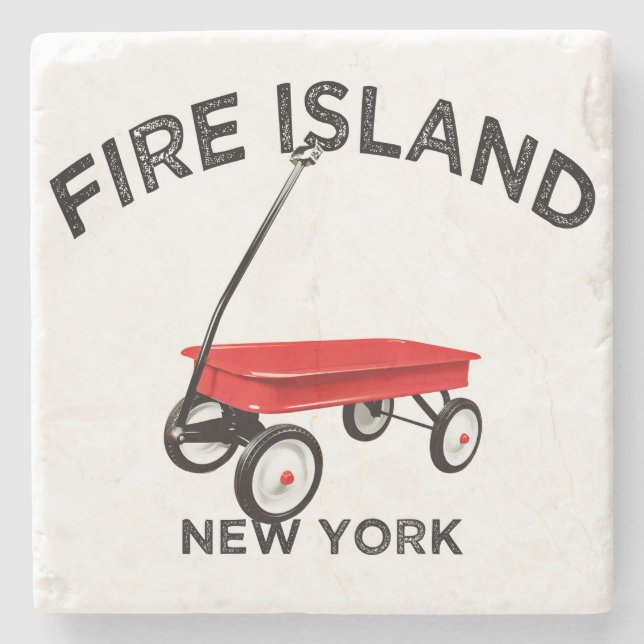 Fire Island large version Red Wagon Long Island NY Stone Coaster (Front)