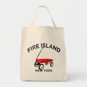 Fire Island large version Red Wagon Long Island NY Tote Bag
