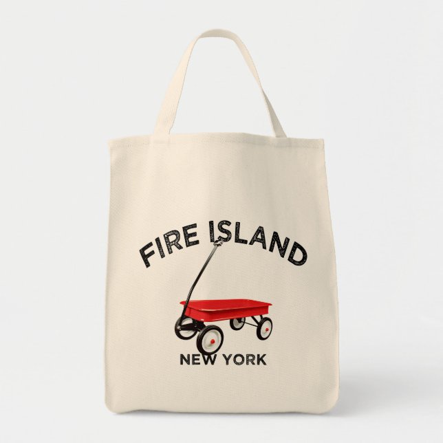 Fire Island large version Red Wagon Long Island NY Tote Bag (Front)