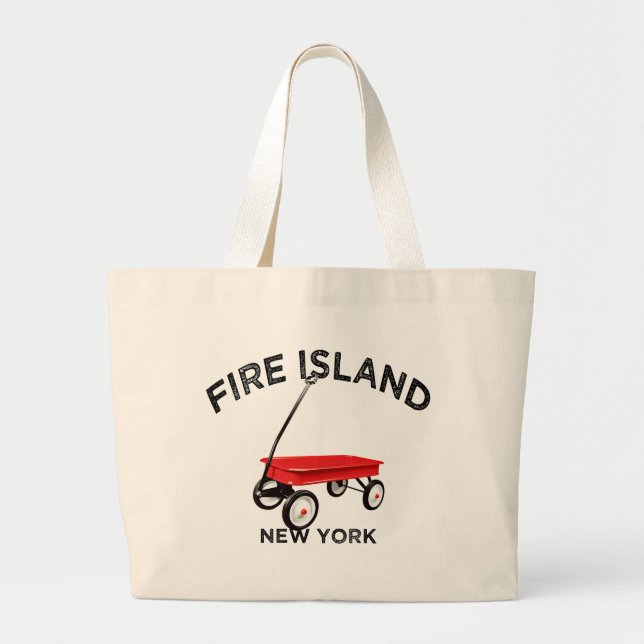 Fire Island large version Red Wagon Long Island NY Tote Bag (Front)