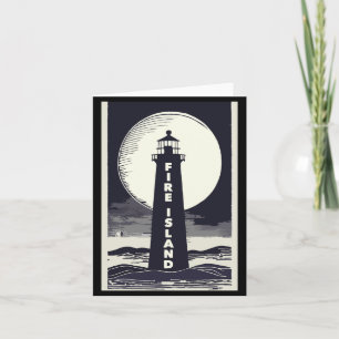 Fire Island Lighthouse New York Moon  Card