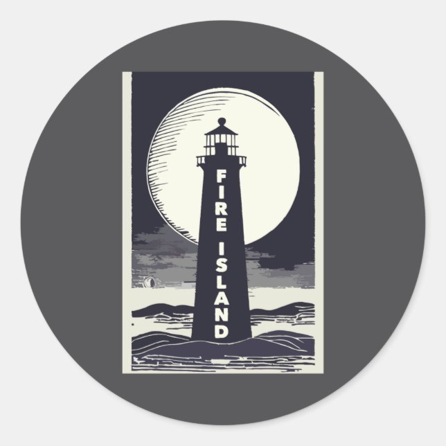 Fire Island Lighthouse New York Moon  Classic Round Sticker (Front)