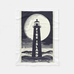 Fire Island Lighthouse New York Moon Fleece Blanket