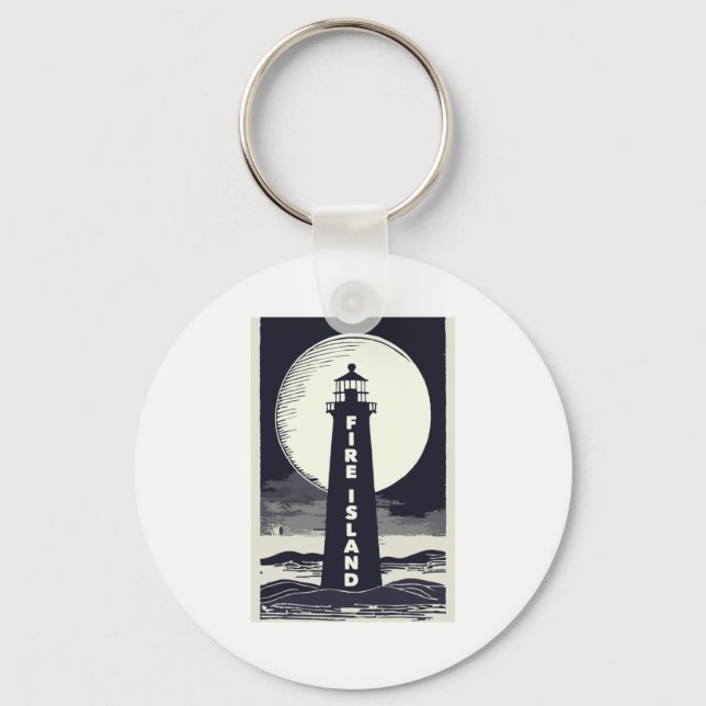 Fire Island Lighthouse New York Moon  Key Ring (Front)