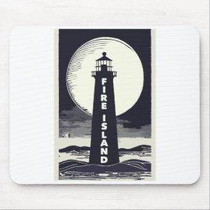 Fire Island Lighthouse New York Moon Mouse Mat