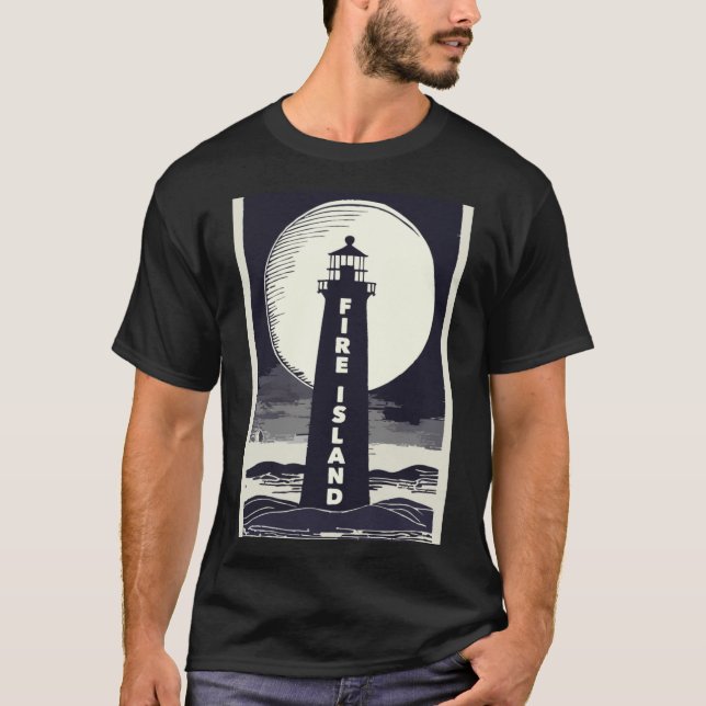 Fire Island Lighthouse New York Moon  T-Shirt (Front)