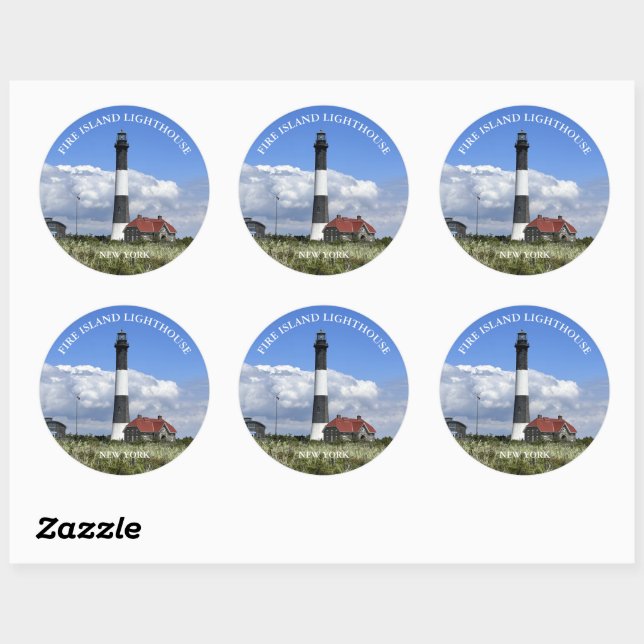 Fire Island Lighthouse, New York Round Stickers (Sheet)
