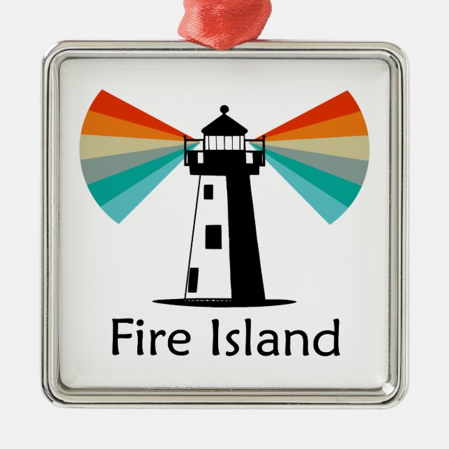 Fire Island Lighthouse Rainbow Metal Tree Decoration (Front)