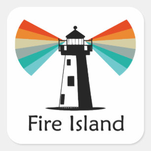 Fire Island Lighthouse Rainbow Square Sticker