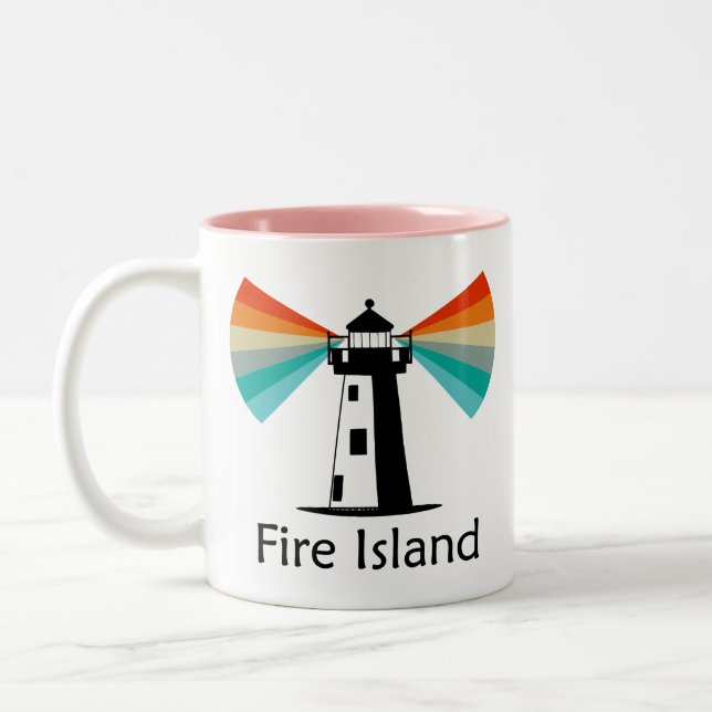 Fire Island Lighthouse Rainbow Two-Tone Coffee Mug (Left)