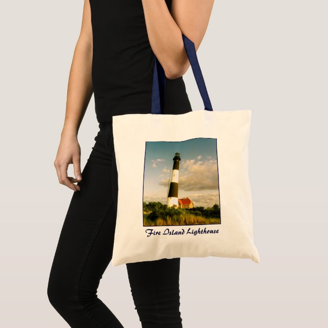 'Fire Island Lighthouse @ Sunset' Budget Canvas Tote Bag (Front (Product))