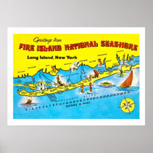 Fire Island Map 20x28 Print