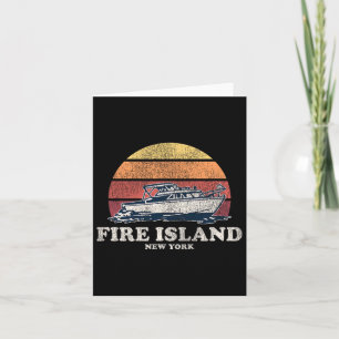 Fire Island Ny Vintage Boating 70s Retro Boat Desi Card
