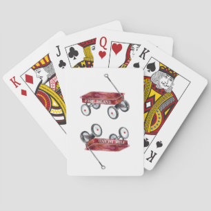 Fire Island Red Wagon Watercolor Beach Vacation Playing Cards
