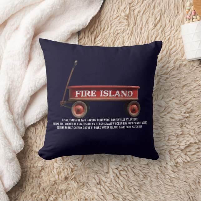 Fire Island retro red wagon beach summer vacation Cushion (Blanket)