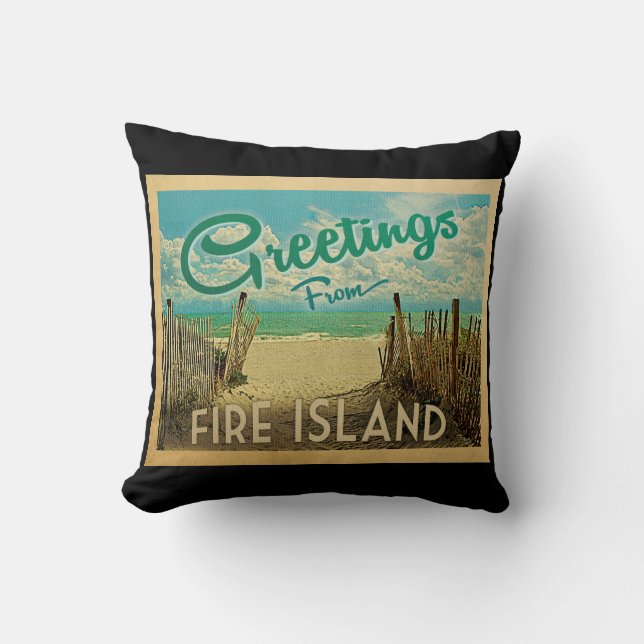 Fire Island Throw Pillow Beach Vintage (Front)