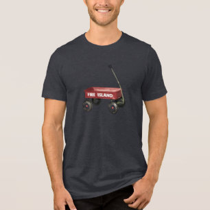 Fire Island watercolor red wagon Long Island NY Tri-Blend Shirt