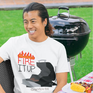Fire It Up Flames & Grill Personalised  T-Shirt