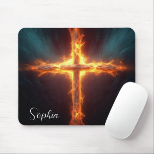 Fire Jesus Cross Art Jesus Cross Illustration Mouse Mat