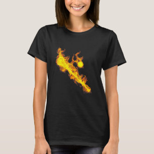 Fire Lacrosse Stick And Ball Flames Lacrosse Playe T-Shirt