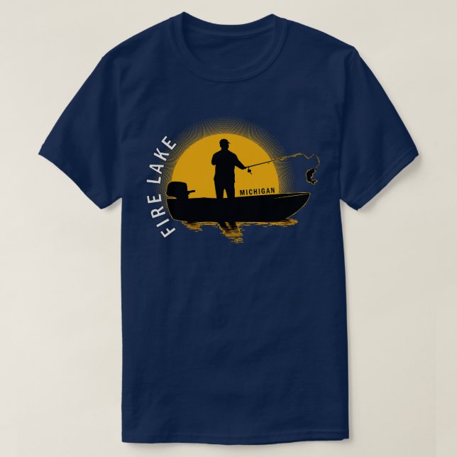 Fire Lake Fishing Michigan Sunrise T-Shirt (Design Front)