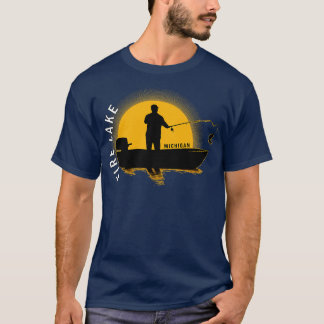 Fire Lake Fishing Michigan Sunrise T-Shirt