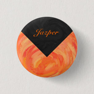 Fire Lake Orange and Black Monogram 3 Cm Round Badge