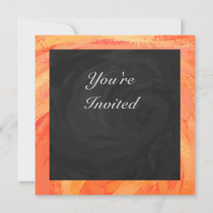 Fire Lake Orange and Black Monogram Invitation
