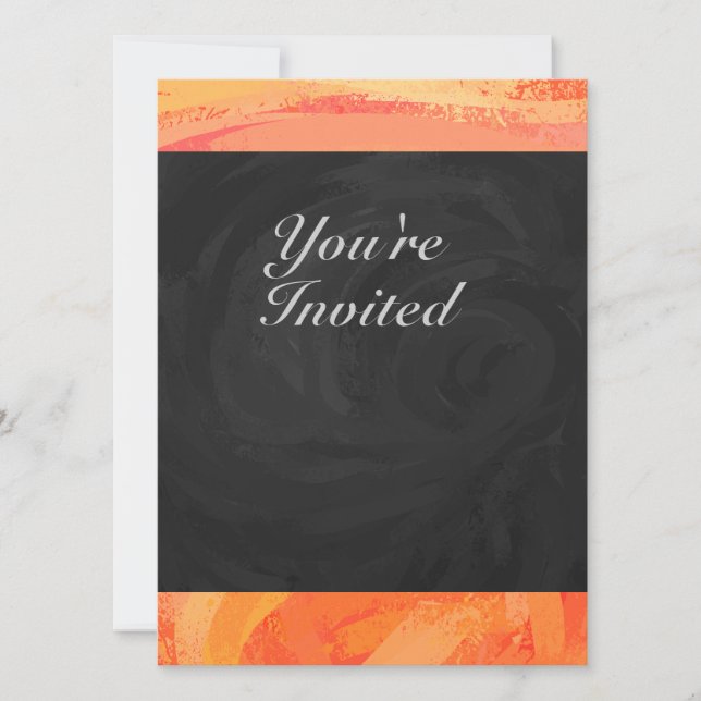 Fire Lake Orange and Black Monogram Invitation (Front)