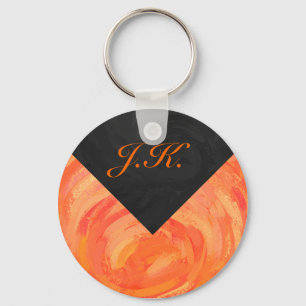 Fire Lake Orange and Black Monogram Key Ring
