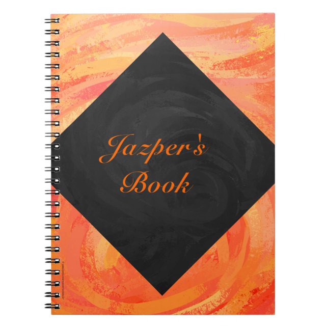 Fire Lake Orange and Black Monogram Notebook (Front)