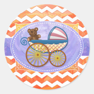 Fire Lake Orange Chevron Baby Classic Round Sticker