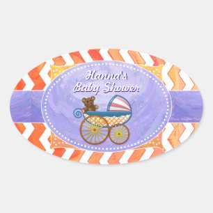 Fire Lake Orange Chevron Baby Oval Sticker