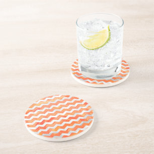 Fire Lake Orange Chevron Pattern Coaster