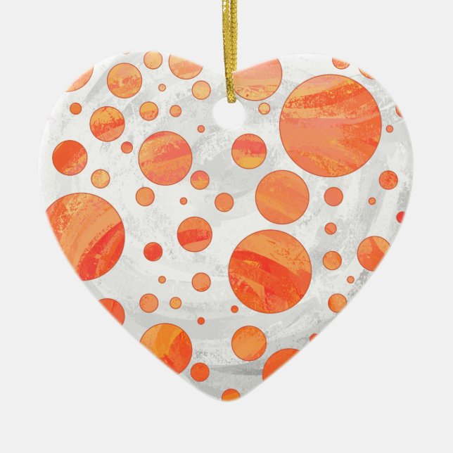 Fire Lake Orange Polka Dot Pattern Ceramic Tree Decoration (Front)