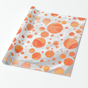 Fire Lake Orange Polka Dot Pattern Wrapping Paper