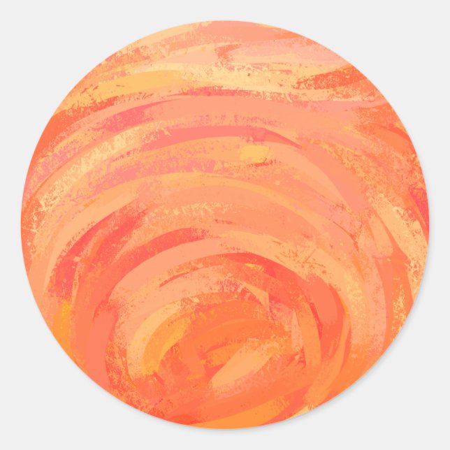 Fire Lake Orange Swirl Classic Round Sticker (Front)