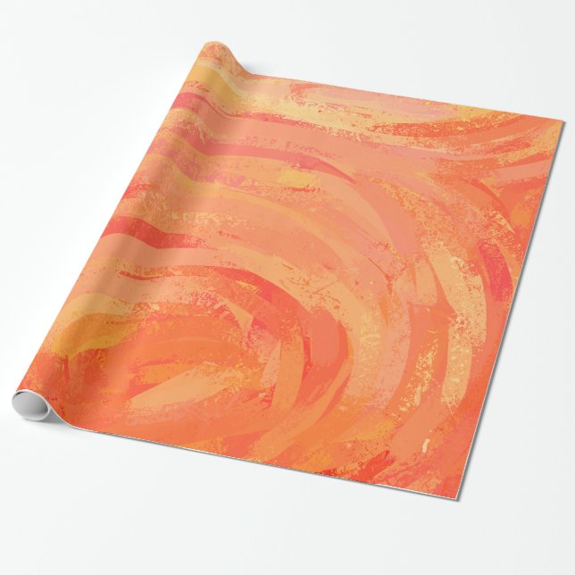 Fire Lake Orange Swirl Wrapping Paper (Unrolled)