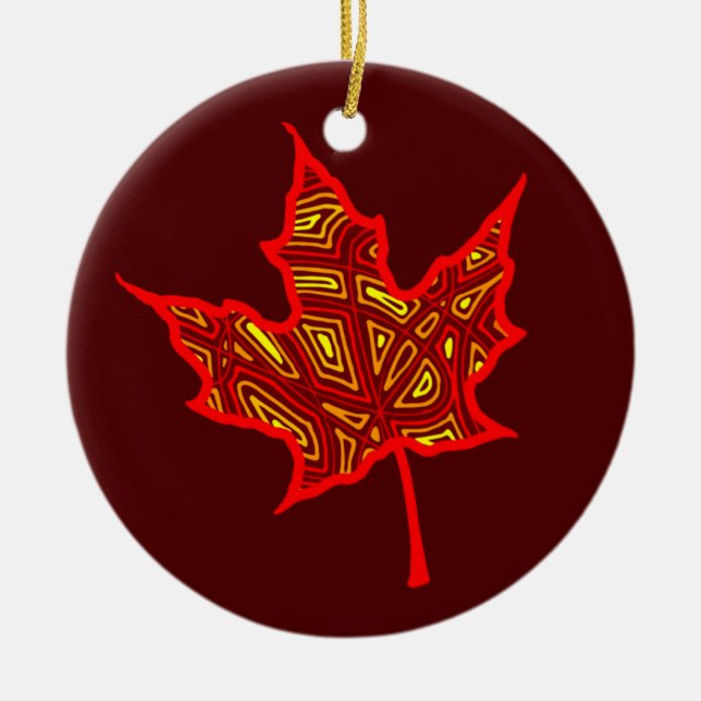 Fire Leaf Ceramic Tree Decoration (Front)