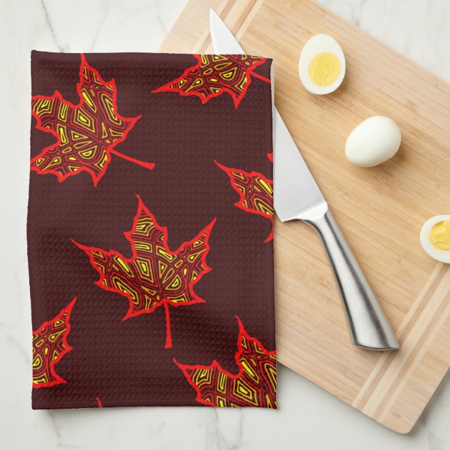 Fire Leaf Tea Towel (Quarter Fold)