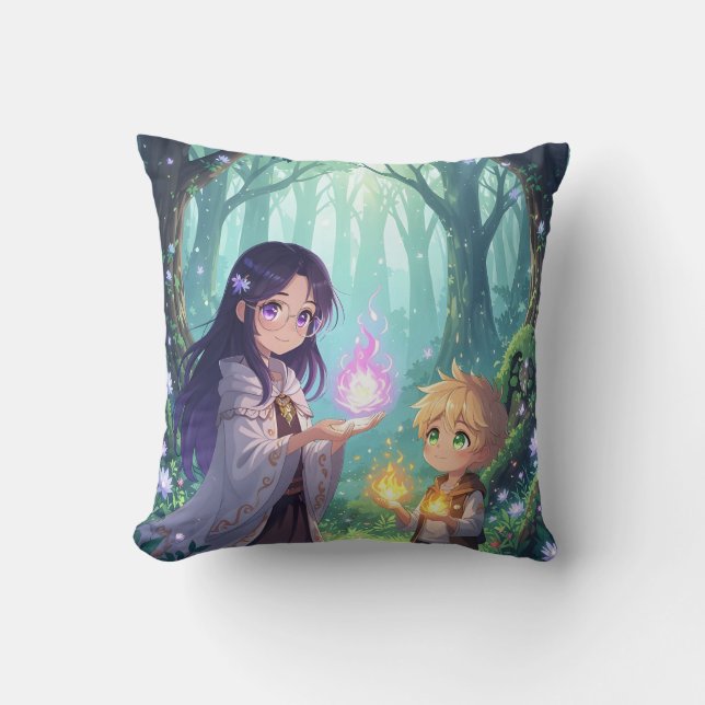 Fire Legend Kids Pillow – Siblings with Magic  (Front)