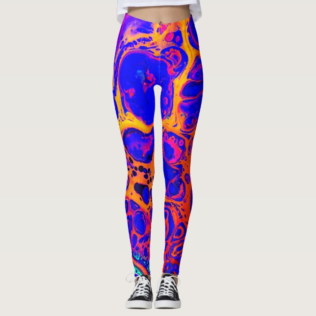 Fire leggings, blue leggings, ocean leggings, leggings (Front)