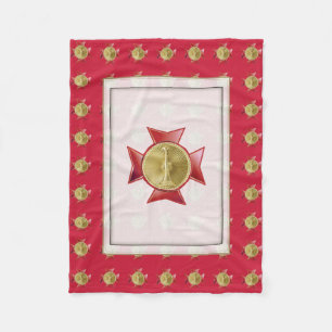 Fire Lieutenant 1 Bugle Maltese Cross Fleece Blanket
