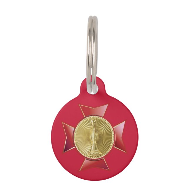 Fire Lieutenant 1 Bugle Maltese Cross Pet Tag (Front)