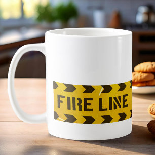Fire line do not cross yellow stripes coffee mug