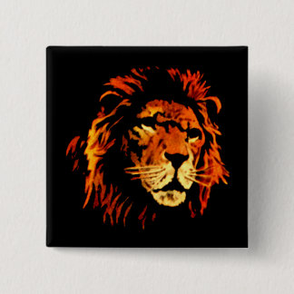 Fire Lion - African Lion King of the Jungle 15 Cm Square Badge